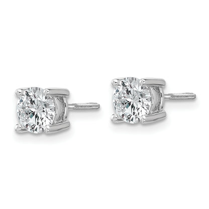 14K White Gold 1 1/2 Ctw Lab Grown Diamond Vs/Si+ G+ Round 4 Prong Heavy Wt. Screwback Stud Earrings