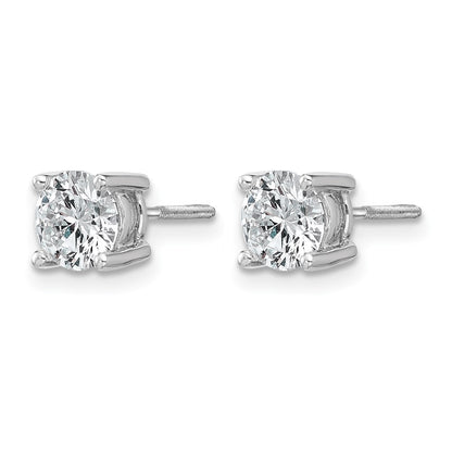 14K White Gold 1 1/2 Ctw Lab Grown Diamond Vs+ F+ Round 4 Prong Heavy Wt. Screwback Stud Earrings
