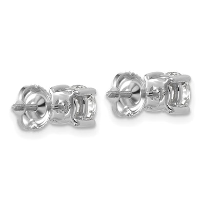 14K White Gold 1 1/2 Ctw Lab Grown Diamond Vs/Si+ G+ Round 4 Prong Heavy Wt. Screwback Stud Earrings