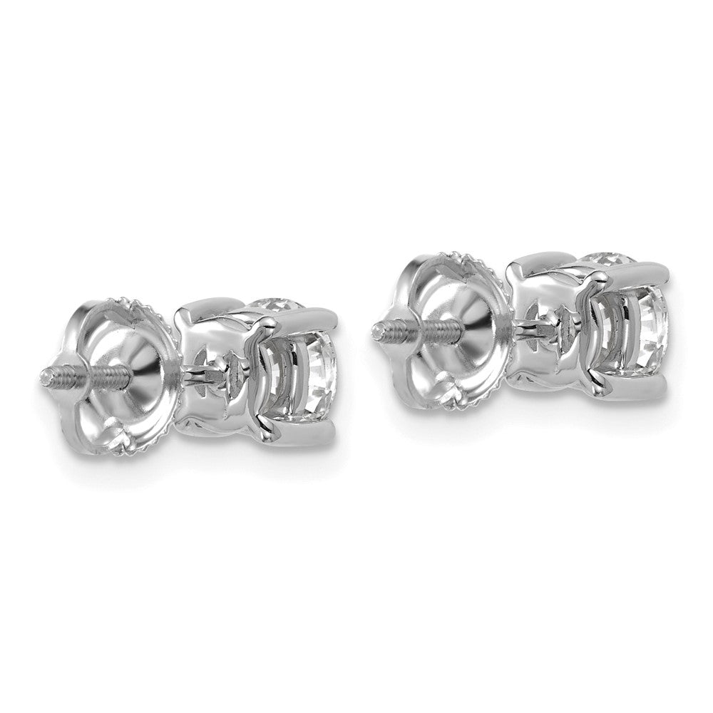 14k White Gold 1 1/2 ctw Certified Lab Grown Diamond VS/SI+ G+ Round 4 Prong Heavy Wt. Screwback Stud Earrings