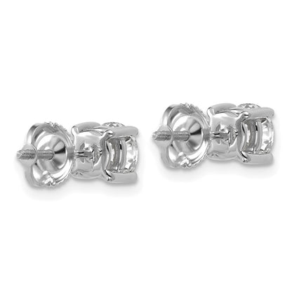 14k White Gold 1 1/2 ctw Certified Lab Grown Diamond VS/SI+ G+ Round 4 Prong Heavy Wt. Screwback Stud Earrings