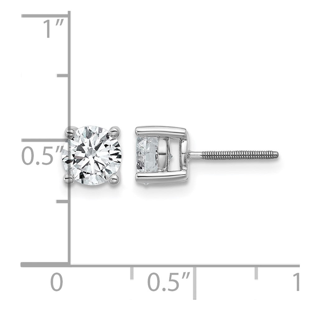 14K White Gold 1 1/2 Ctw Certified Lab Grown Diamond Vs+ F+ Round 4 Prong Heavy Wt. Screwback Stud Earrings