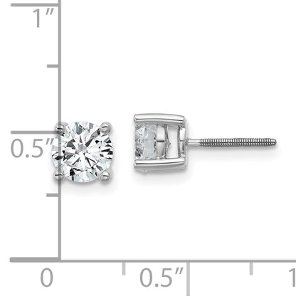 14K White Gold 1 1/2 Ctw Lab Grown Diamond Vs/Si+ G+ Round 4 Prong Heavy Wt. Screwback Stud Earrings