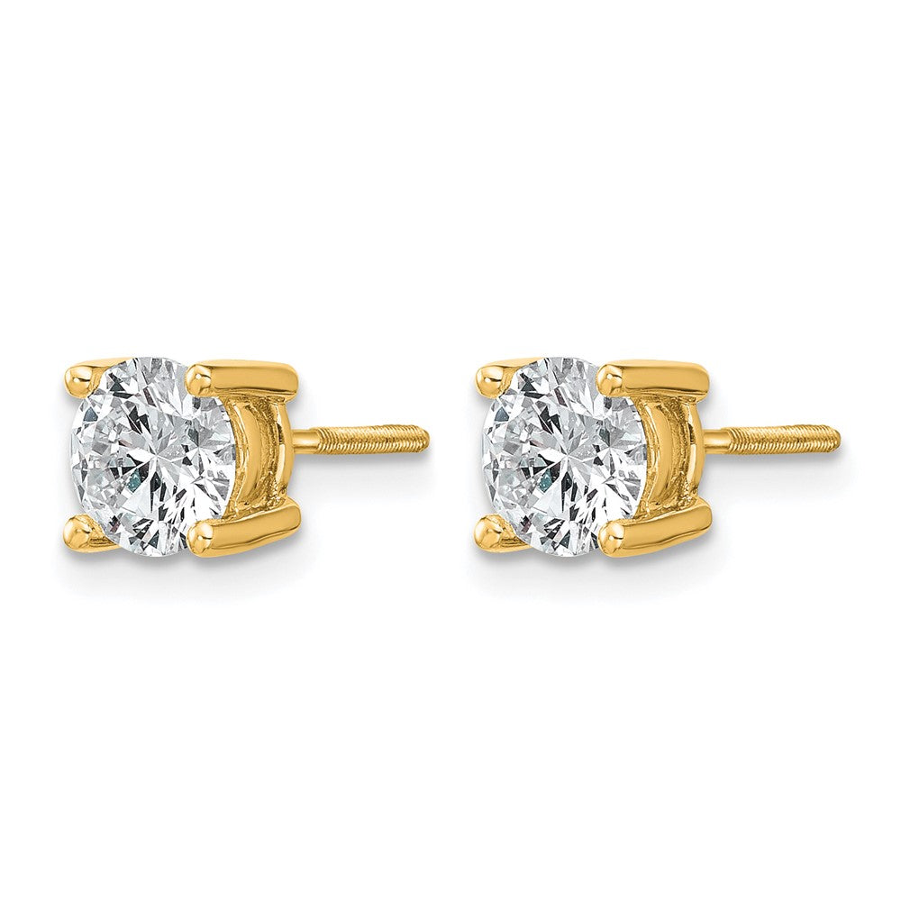 14K Yellow Gold 1 1/2 Ctw Lab Grown Diamond Vs+ F+ Round 4 Prong Heavy Wt. Screwback Stud Earrings