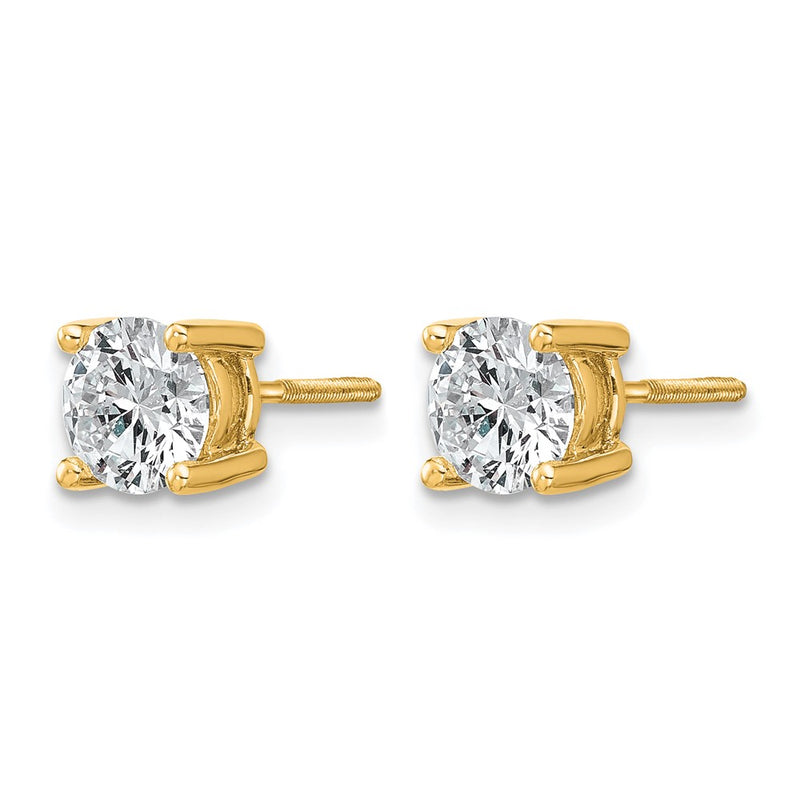 14K Yellow Gold 1 1/2 Ctw Lab Grown Diamond Vs+ F+ Round 4 Prong Heavy Wt. Screwback Stud Earrings