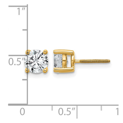 14k Yellow Gold 1 1/2 ctw Lab Grown Diamond VS/SI+ G+ Round 4 Prong Heavy Wt. Screwback Stud Earrings