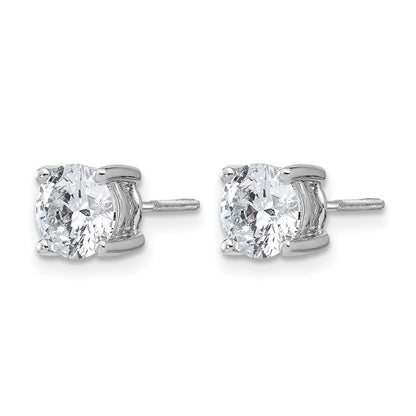 14K White Gold 2 Ctw Certified Lab Grown Diamond Vs+ F+ Round 4 Prong Heavy Wt. Screwback Stud Earrings