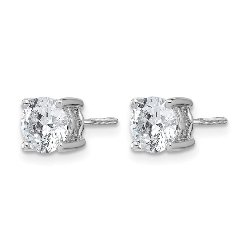 14K White Gold 2 Ctw Certified Lab Grown Diamond Vs+ F+ Round 4 Prong Heavy Wt. Screwback Stud Earrings