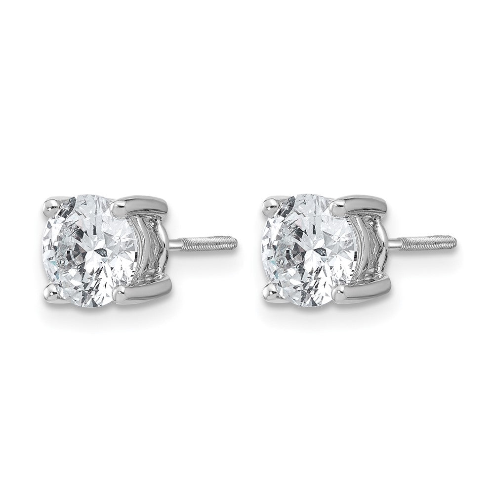 14k White Gold 2 ctw Lab Grown Diamond VS/SI+ G+ Round 4 Prong Heavy Wt. Screwback Stud Earrings