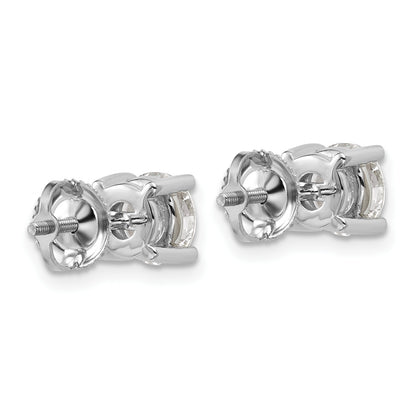 14K White Gold 2 Ctw Certified Lab Grown Diamond Vs+ F+ Round 4 Prong Heavy Wt. Screwback Stud Earrings