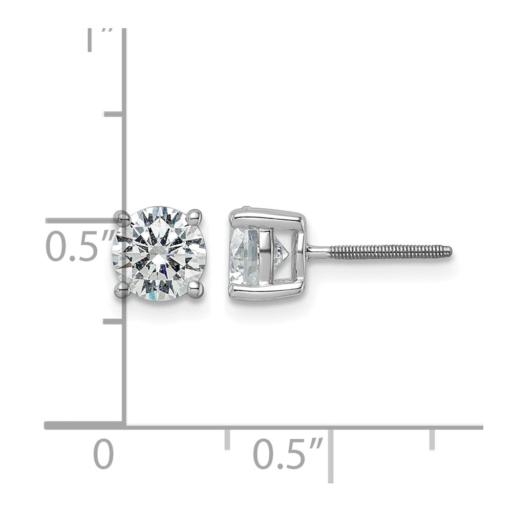 14K White Gold 2 Ctw Certified Lab Grown Diamond Vs+ F+ Round 4 Prong Heavy Wt. Screwback Stud Earrings