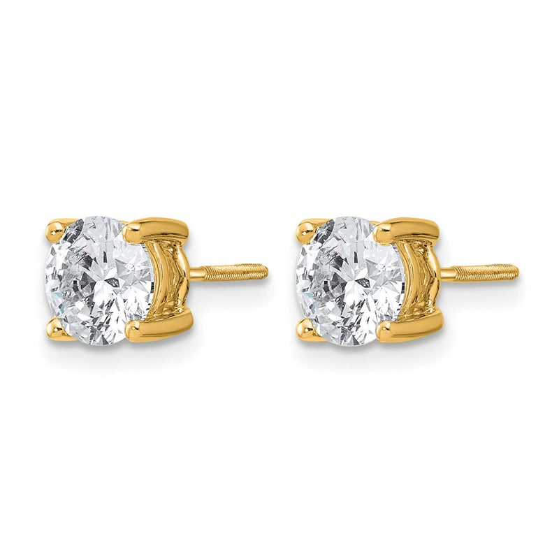 14k Yellow Gold 2 ctw Certified Lab Grown Diamond VS/SI+ G+ Round 4 Prong Heavy Wt. Screwback Stud Earrings