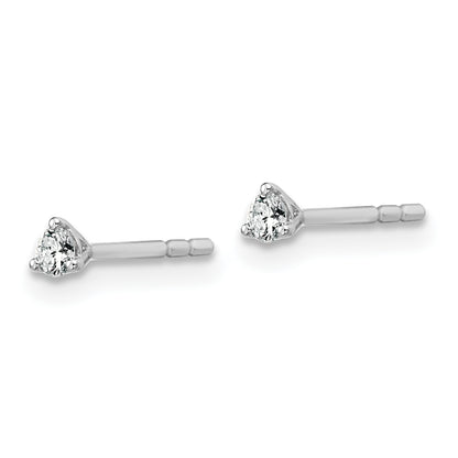 14k White Gold 1/10 ctw Lab Grown Diamond VS/SI+ G+ Round 3 Prong Heavy Wt. Stud Earrings