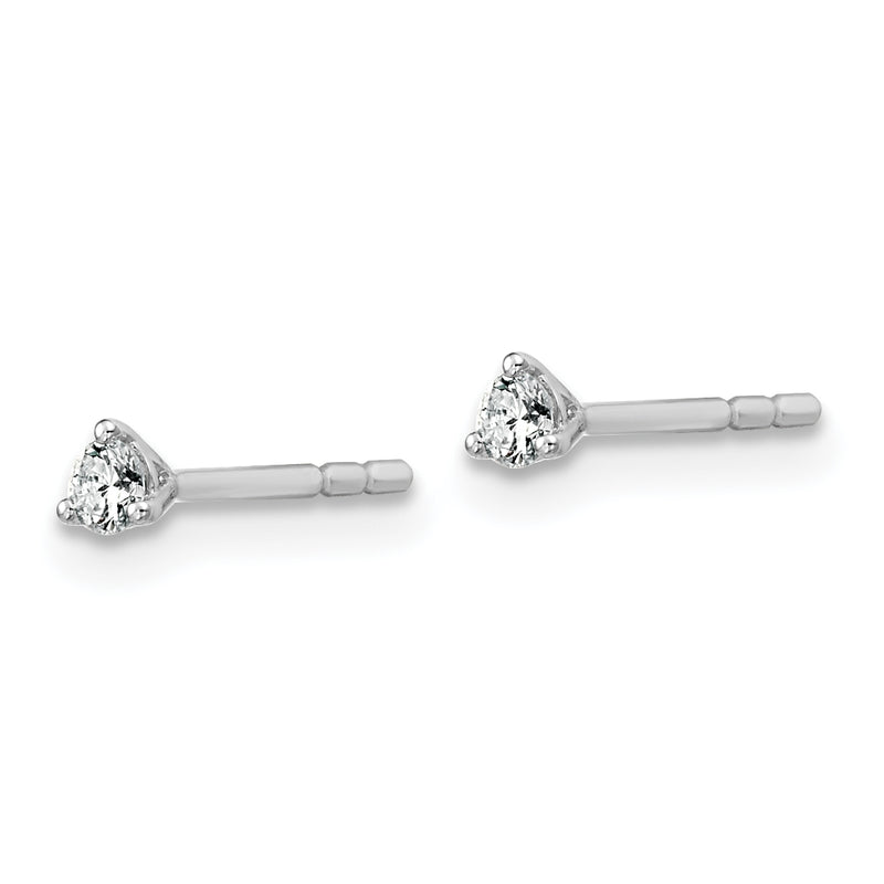 14k White Gold 1/10 ctw Lab Grown Diamond VS/SI+ G+ Round 3 Prong Heavy Wt. Stud Earrings