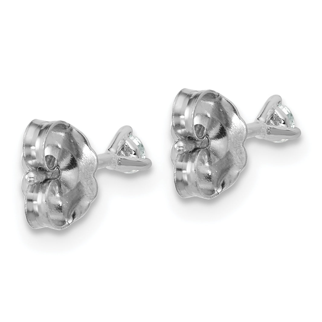 14K White Gold 1/10 Ctw Lab Grown Diamond Vs+ F+ Round 3 Prong Heavy Wt. Stud Earrings