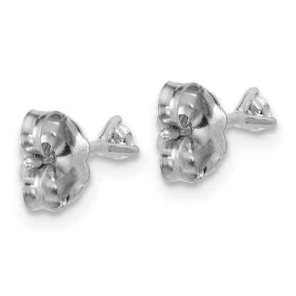14K White Gold 1/10 Ctw Lab Grown Diamond Vs+ F+ Round 3 Prong Heavy Wt. Stud Earrings