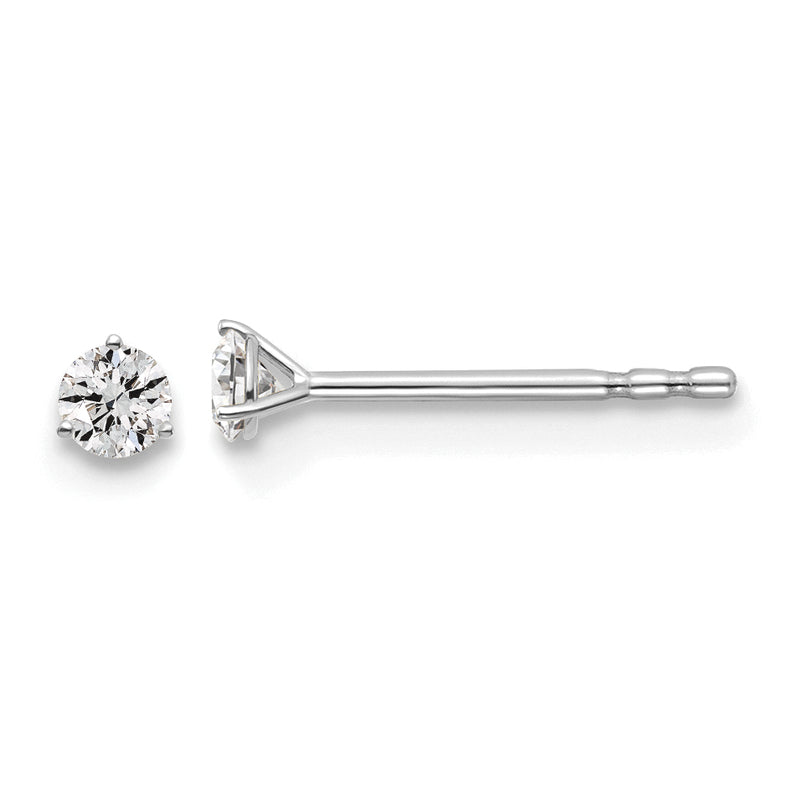 14K White Gold 1/10 Ctw Lab Grown Diamond Vs+ F+ Round 3 Prong Heavy Wt. Stud Earrings