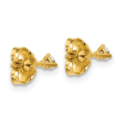 14k Yellow Gold 1/10 ctw Lab Grown Diamond VS/SI+ G+ Round 3 Prong Heavy Wt. Stud Earrings