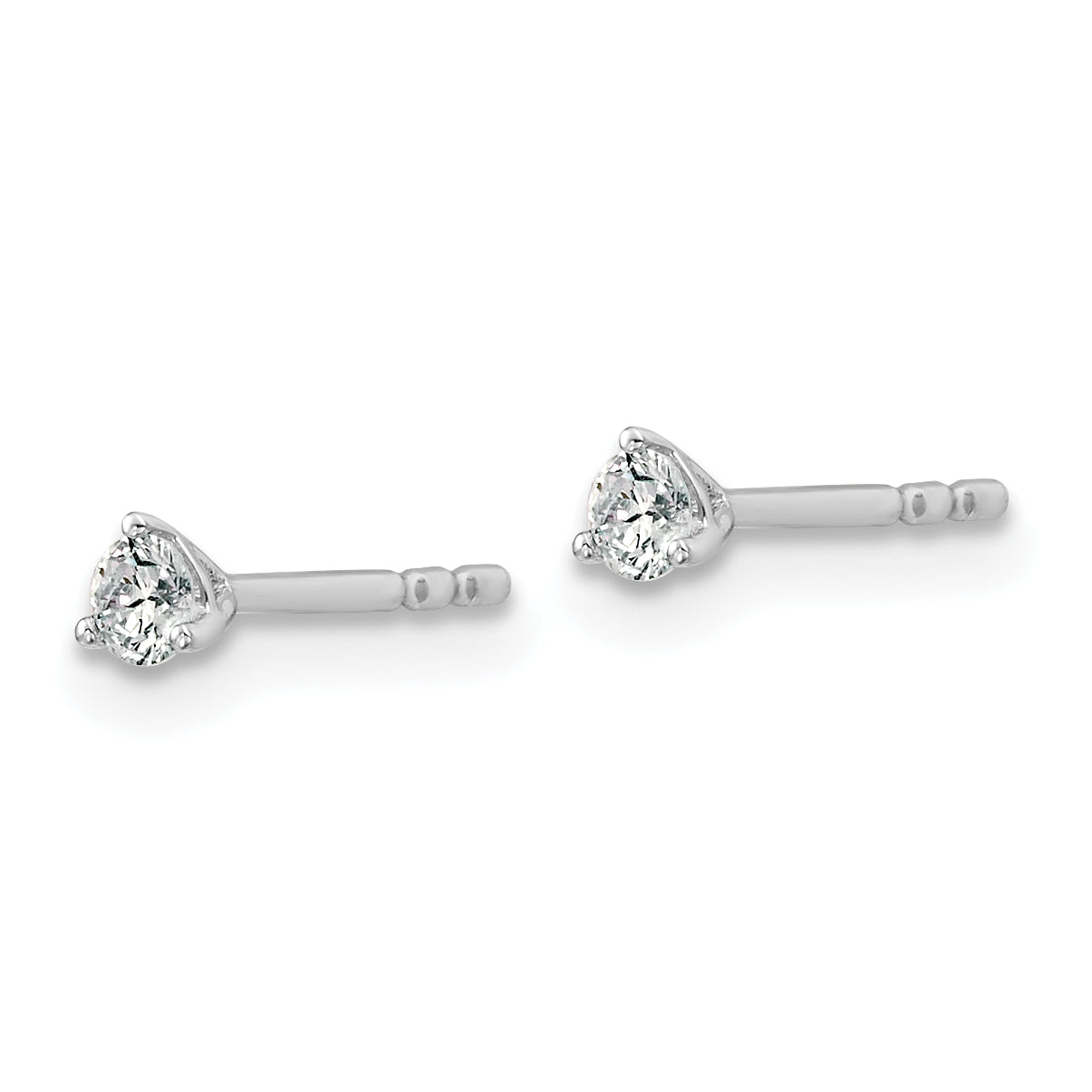 14k White Gold 1/6 ctw Lab Grown Diamond VS/SI+ G+ Round 3 Prong Heavy Wt. Stud Earrings