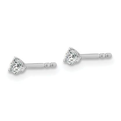 14k White Gold 1/6 ctw Lab Grown Diamond VS/SI+ G+ Round 3 Prong Heavy Wt. Stud Earrings