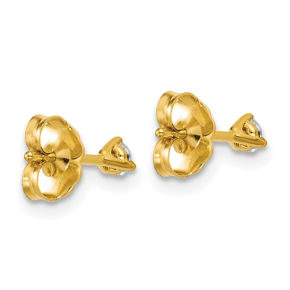 14k Yellow Gold 1/6 ctw Lab Grown Diamond VS/SI+ G+ Round 3 Prong Heavy Wt. Stud Earrings