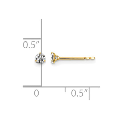 14k Yellow Gold 1/6 ctw Lab Grown Diamond VS/SI+ G+ Round 3 Prong Heavy Wt. Stud Earrings