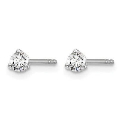 14k White Gold 1/5 Ct. Lab Grown Diamond VS/SI+ G+ Round Three Prong Stud Post Earrings