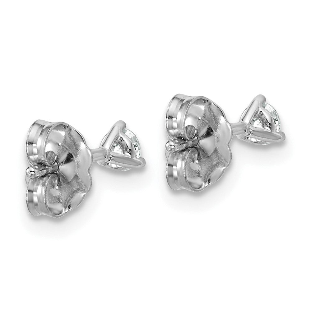 14k White Gold 1/5 Ct. Lab Grown Diamond VS/SI+ G+ Round Three Prong Stud Post Earrings
