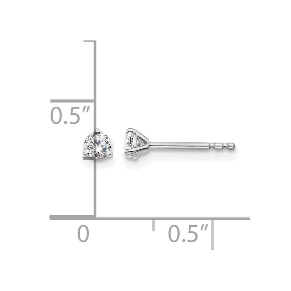 14k White Gold 1/5 Ct. Certified Lab Grown Diamond VS/SI+ G+ Round Three Prong Stud Post Earrings