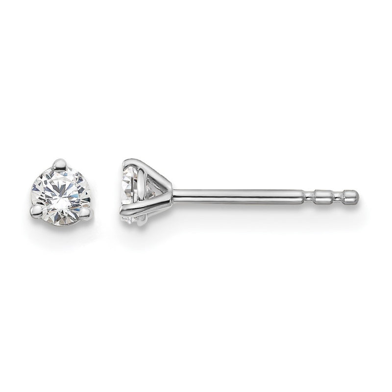 14K White Gold 1/5 Ctw Lab Grown Diamond Vs+ F+ Round 3 Prong Heavy Wt. Stud Earrings