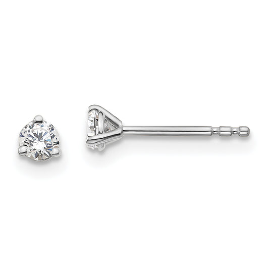 14k White Gold 1/5 ctw Certified Lab Grown Diamond VS/SI+ G+ Round 3 Prong Heavy Wt. Stud Earrings