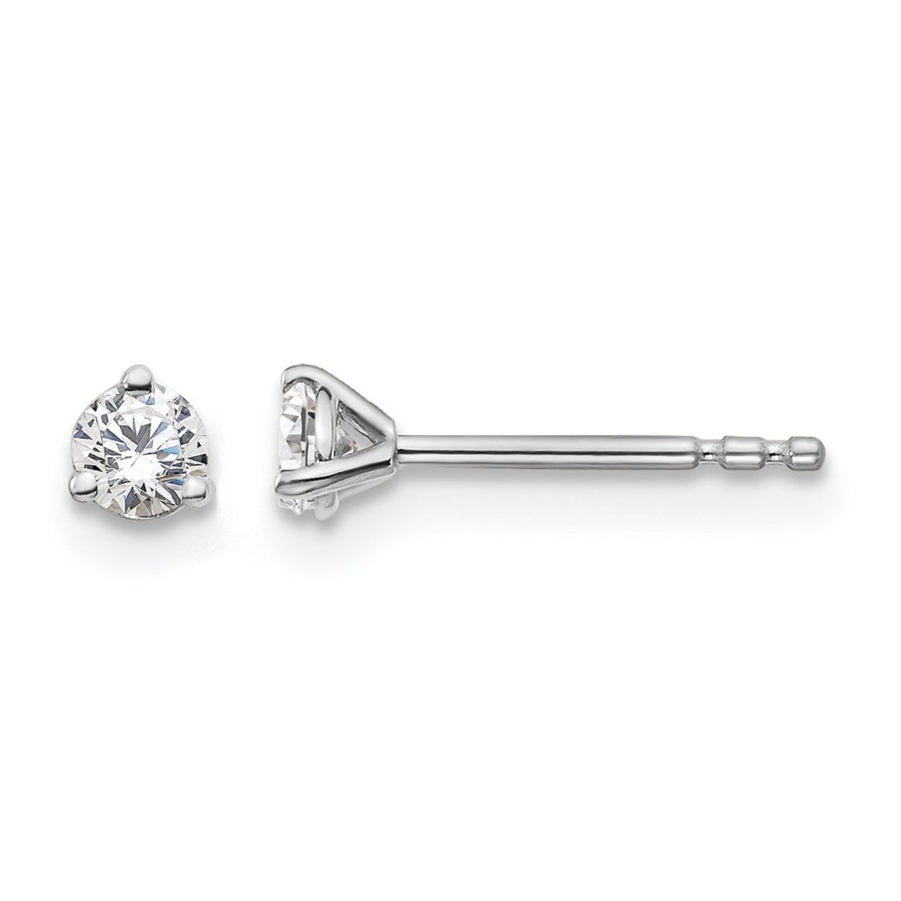 14k White Gold 1/5 Ct. Lab Grown Diamond VS/SI+ G+ Round Three Prong Stud Post Earrings