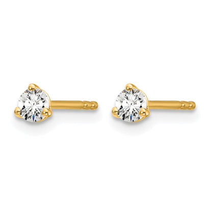 14k Yellow Gold 1/5 ctw Lab Grown Diamond VS/SI+ G+ Round 3 Prong Heavy Wt. Stud Earrings