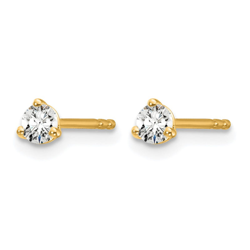 14k Yellow Gold 1/5 ctw Lab Grown Diamond VS/SI+ G+ Round 3 Prong Heavy Wt. Stud Earrings