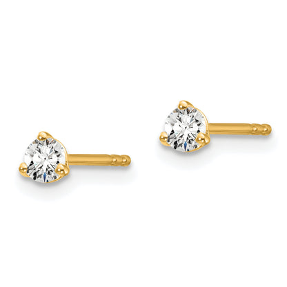 14k Yellow Gold 1/5 ctw Certified Lab Grown Diamond VS/SI+ G+ Round 3 Prong Heavy Wt. Stud Earrings