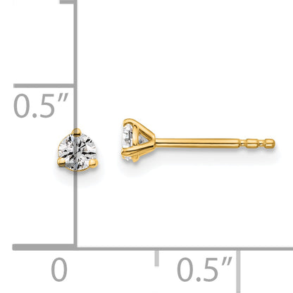 14k Yellow Gold 1/5 ctw Certified Lab Grown Diamond VS/SI+ G+ Round 3 Prong Heavy Wt. Stud Earrings
