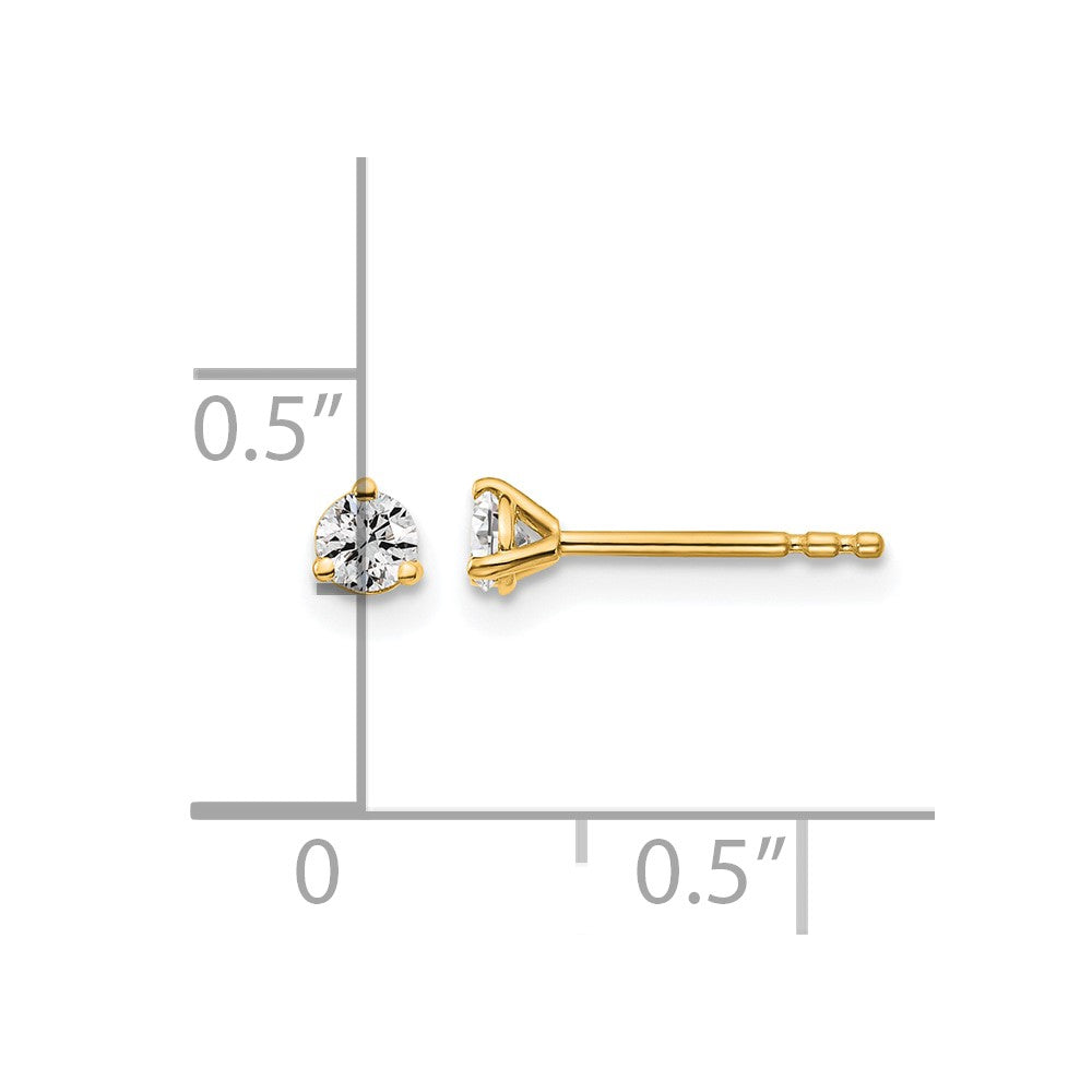 14k Yellow Gold 1/5 ctw Certified Lab Grown Diamond VS/SI+ G+ Round 3 Prong Heavy Wt. Stud Earrings