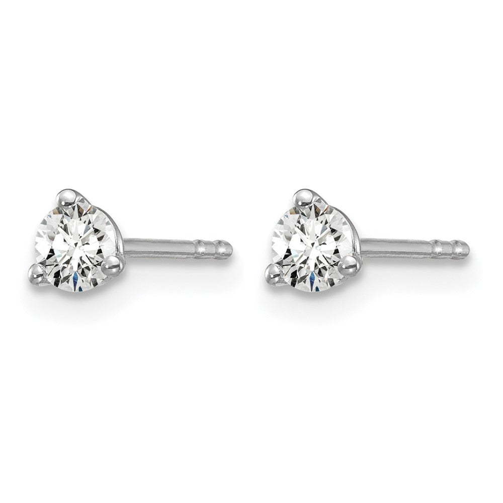 14K White Gold 1/4 Ctw Certified Lab Grown Diamond Vs+ F+ Round 3 Prong Heavy Wt. Stud Earrings