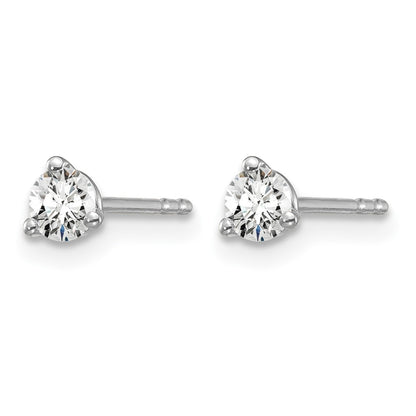 14K White Gold 1/4 Ctw Certified Lab Grown Diamond Vs+ F+ Round 3 Prong Heavy Wt. Stud Earrings