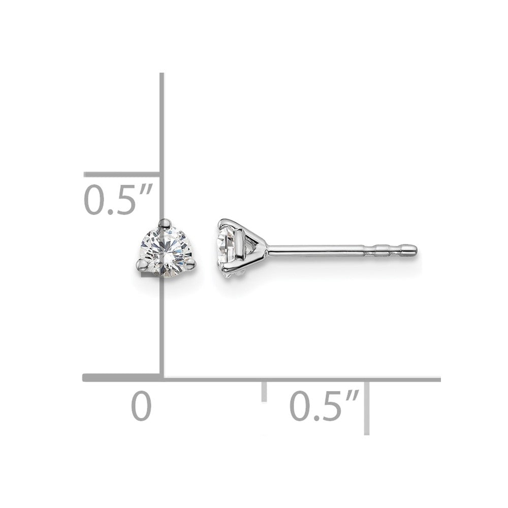 14k White Gold 1/4 ctw Lab Grown Diamond VS/SI+ G+ Round 3 Prong Heavy Wt. Stud Earrings