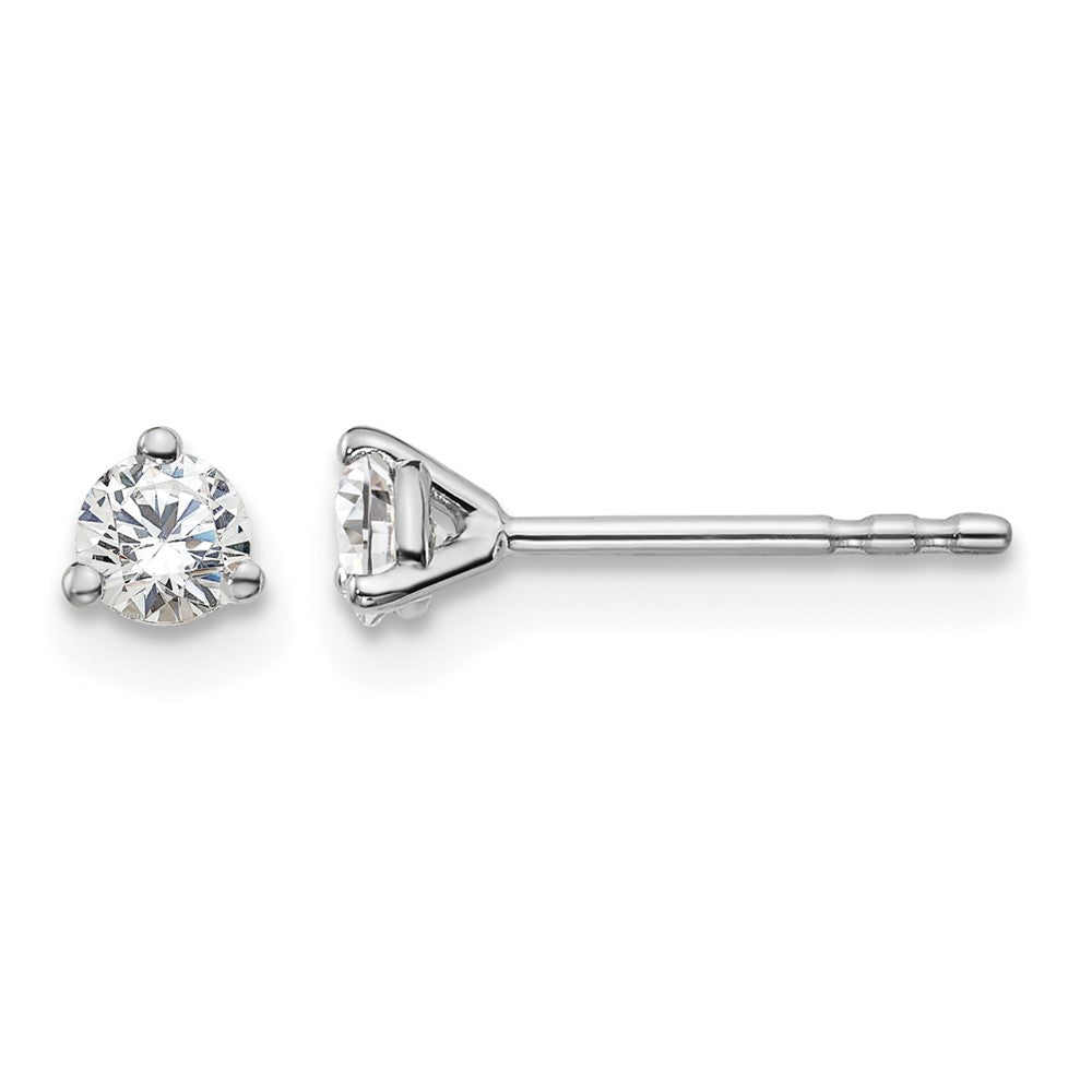 14K White Gold 1/4 Ctw Lab Grown Diamond Vs+ F+ Round 3 Prong Heavy Wt. Stud Earrings