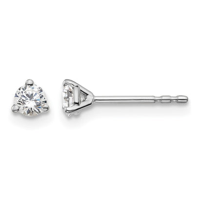 14K White Gold 1/4 Ctw Lab Grown Diamond Vs+ F+ Round 3 Prong Heavy Wt. Stud Earrings
