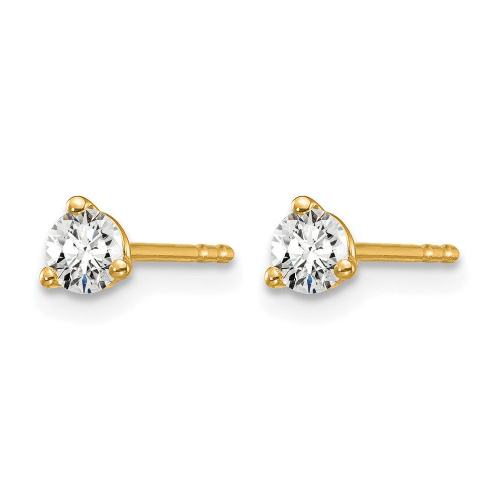 14K Yellow Gold 1/4 Ctw Lab Grown Diamond Vs+ F+ Round 3 Prong Heavy Wt. Stud Earrings