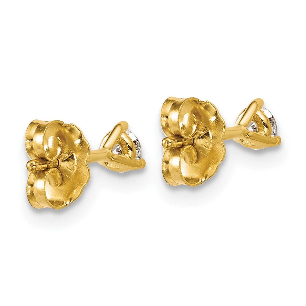 14K Yellow Gold 1/4 Ctw Certified Lab Grown Diamond Vs+ F+ Round 3 Prong Heavy Wt. Stud Earrings