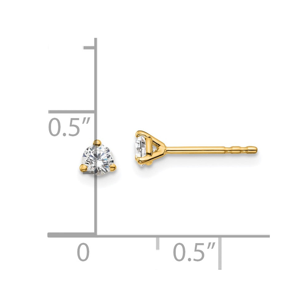 14k Yellow Gold 1/4 Ct. Certified Lab Grown Diamond VS/SI+ G+ Round Three Prong Stud Post Earrings