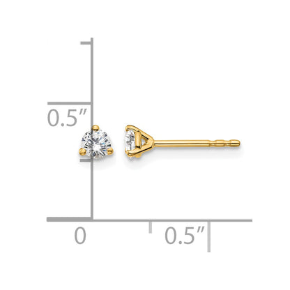 14K Yellow Gold 1/4 Ctw Lab Grown Diamond Vs+ F+ Round 3 Prong Heavy Wt. Stud Earrings