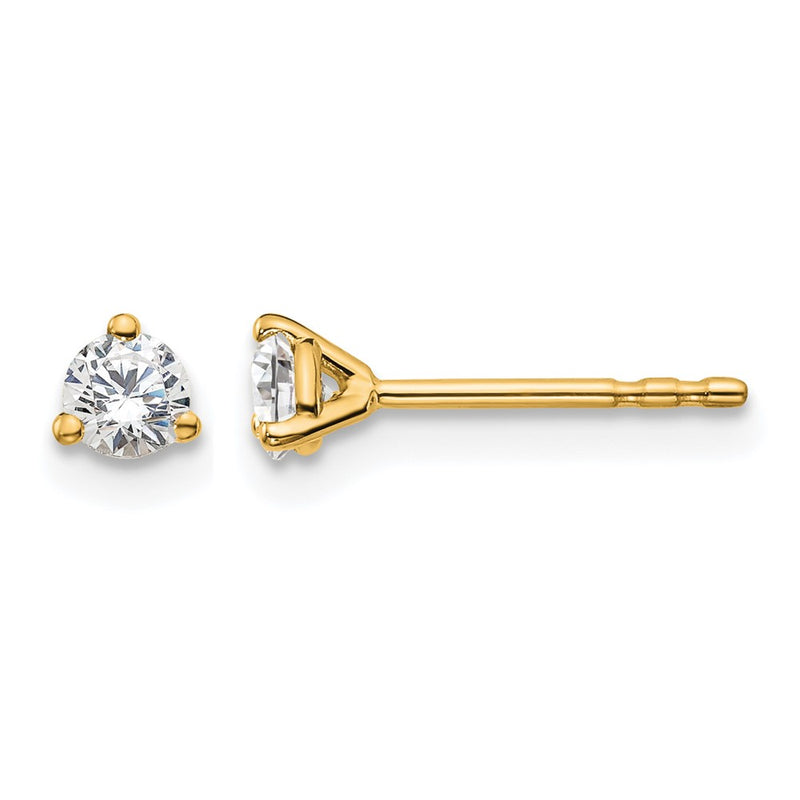 14k Yellow Gold 1/4 ctw Certified Lab Grown Diamond VS/SI+ G+ Round 3 Prong Heavy Wt. Stud Earrings