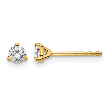 14K Yellow Gold 1/4 Ctw Lab Grown Diamond Vs+ F+ Round 3 Prong Heavy Wt. Stud Earrings