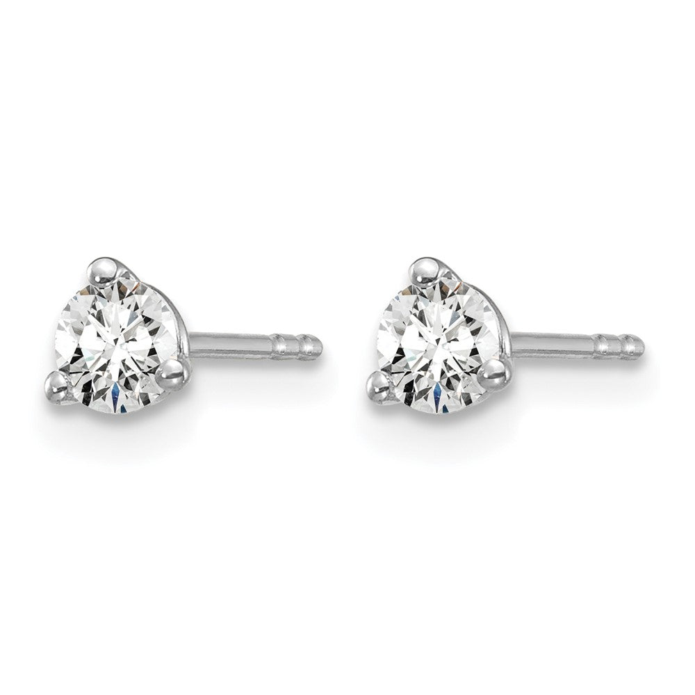 14K White Gold 1/3 Ctw Certified Lab Grown Diamond Vs+ F+ Round 3 Prong Heavy Wt. Stud Earrings