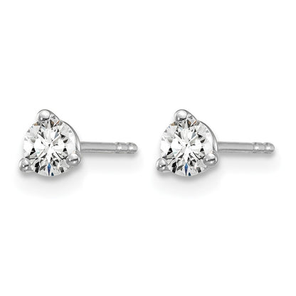 14K White Gold 1/3 Ctw Certified Lab Grown Diamond Vs+ F+ Round 3 Prong Heavy Wt. Stud Earrings